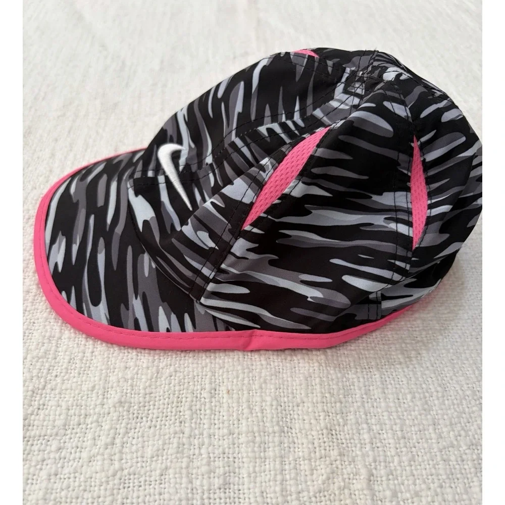 Nike Featherlight Dri Fit Black Pink Zebra Girls Toddler Strapback Hat Cap